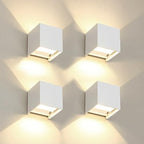 4 PCS LED 12W Outdoor Wall Lights Sconces Exterior/Interior Up and Down Lights IP65 Waterproof Modern Outdoor Lighting Fixtures Square Aluminum Exterior Wall Mount Light White 3000K Warm Lights by MilleLucciole