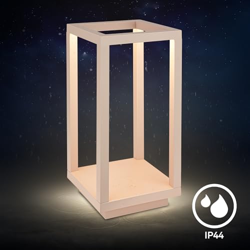 BRILONER - LED Table Lamp Wireless IP44 with Touch, Dimmable, CCT, Battery & Light Source Interchangeable, LED Lantern, Table Lamp, Battery Lamp, Patio, Outdoor Lamp, 10 x 10 x 22 cm, Beige - Image 7