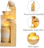 31.89" 4-Tier Outdoor Garden Water Fountain Rustic Pot Water Feature - Image 2