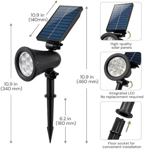 L LOHAS LED Solar Spot Lights Outdoor Adjustable Warm White 4 Pack - Image 7