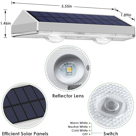 Solar Fence Lights Outdoor - 2700/4000/6000K 3 Modes, IP65 Waterproof Fence Solar Lights Outdoor, Fence Light Solar Powered for patio decor/Railing/Step and Wall - Unique Housewarming Gifts（8 Pack) - Image 7