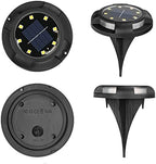 Solar Ground Lights, 8+4 LED Outdoor Solar Disk Lights, Waterproof Bright in-Ground Lights Solar Garden Lights for Landscape Deck Walkway Outdoor, 4 Pack - Image 3