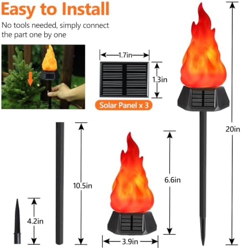 Toodour Solar Halloween Lights Outdoor, 4 Pack Solar Torch Light Waterproof - Image 3