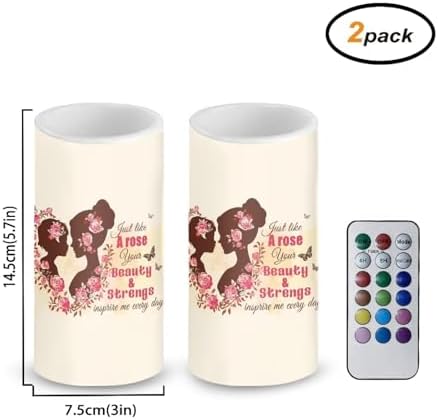 Blooming Rose Flower 2 Packs Flameless Candles Battery Operated Electric Candles 3''D x 5.7''H with 18-Key Remote Control Multicolor Changing Mother's Day Gifts Candles - Image 2