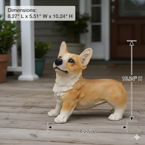 Brown Corgi Statues Outdoor Decorative, Dog Memorial Statue for Yard Lawn Patio Porch, Garden Pet Grave Marker Figures, - Image 4