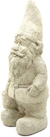 Garden Gnome with Bucket: Solid Durable Stone Statue with Vintage Texture. Sealed for Outdoors. Handcrafted USA. (Classic/White) - Image 2