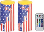Stars American Flag Print Flickering Flameless Candles with Timer Battery Operated LED Candles with Remote Independence Day Pillar Candles by Merkmak