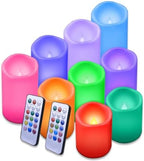Enido Flameless Candles, Color Changing LED Candles(D: 3" x H: 4" 5" 6") Battery Operated Outdoor Waterpoof Candles Plastic Pack of 9 Flameless Pillar Candles by outdoorcandleswithremote