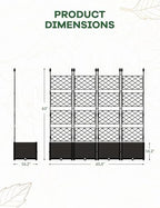 Patikuin 4-Section Sturdy Weather-Resistant Raised Garden Bed with Metal Trellis, Vertical Modular Planter Box & Privacy Screen for Climbing Plants, Vegetables, Flowers - Image 2