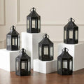 Vela Lanterns Tea Light Candle Holders, Mini Table Centerpieces, Black by VelaCandleLanterns