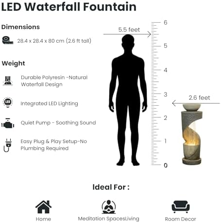 Tiered Outdoor Water Fountain, Modern Spiral Cascading Waterfall Fountain with Planter, Freestanding Resin Indoor Water Feature for Room, Garden, Patio, Deck, 31.5"H with Light Stone-Texture - Image 2