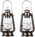 PACK OF 2 Vintage Rustic Accent Old Fashioned Electric Lantern Oil Lamp with Edison LED Bulb Bronze Rust Finish Dimmable Nightstand Desk Table Lamps for Antique Designer Light Study Room 12" Tall 6" D by 12vmonster