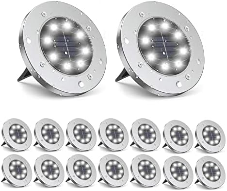 ZGWJ Solar Ground Lights Outdoor, 8 LED Waterproof White,16 Pack by ZGWJ