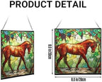 Chestnut Trakehner Horse Walking Beneath Vineyard Canopy Square Suncatcher – Stained Glass Style Window Panel with Pastoral Scene, Custom Decorative Hanging Art for Equestrian Home, Christmas Wq9NnE - Image 2