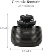Outdoor and Indoor Water Feature Fountain Waterfall Tabletop Desktop mini Ceramic Garden Fountain (Black A172) - Image 6