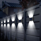 Rossesay 8 Pack Solar Wall Lights for Outside 6000K Cold Solar Fence Lights Up and Down Summer LED Outdoor Decorative Waterproof Lamps Dusk to Dawn LED Lighting Wall Sconces for Outside Deck Garage - Image 6