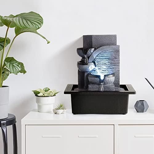 WICHEMI Water Fountains Indoor Waterfall Tabletop Fountain with LED Light - Image 2