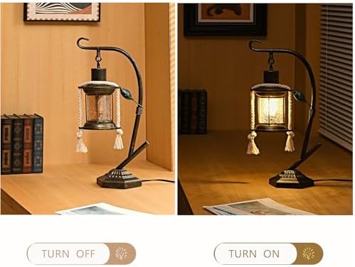 Victorian Antique Fecor Vintage Varmhouse Rustic Hurricane Table Lamp，Country Old Mid Century Modern Retro Kitchen Cabinet Counter Bronze Living Room Night Light-A - Image 4