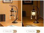 Victorian Antique Fecor Vintage Varmhouse Rustic Hurricane Table Lamp，Country Old Mid Century Modern Retro Kitchen Cabinet Counter Bronze Living Room Night Light-A - Image 4