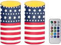 American Flag Flameless Candles Battery Operated LED Candles with Color Changing Timer Remote Control Plastic Pillar Flameless Lights for 4th of July Patriotic Decoration by Merkmak