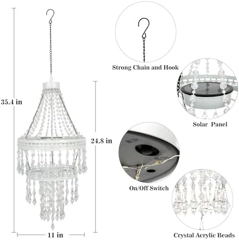 Solar Crystal Hanging Chandelier Outdoor Decorative Garden Light - Image 3