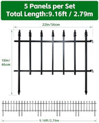 ARIFARO 5 Panels Metal Garden Fence 18" H x 22" W, Decorative Fence Panels - Image 2