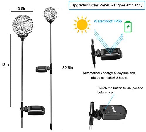 Solar Garden Lights Outdoor, Upgraded Globe Powered Garden Light, Multi-Color Changing LED Solar Stake Lights for Patio Backyard Pathway Party Decoration (Stainless Steel, 2 Pack) - Image 3