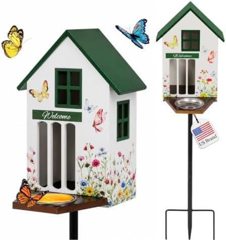 Butterfly House and Feeder for Outside with Metal Stake by Unknown