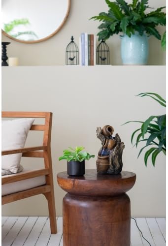 Mini Tree Trunk Water Fountain 3-Tier Faux Terracotta Jar Cascading Fountain Desktop Water Feature for Home Office Garden Pond Decor - Image 2