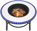 Mosaic Fire Pit 26.8-inch Ceramic Tabletop Bowl for Patio Garden Backyard Heating and BBQ - Image 5