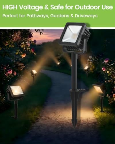 Outdoor LED Spotlight with Metal Spike 16.8W Adjustable Die-Cast Aluminum Landscape Lighting, Wet Location ETL UL CSA Qualified Safe for Garden, Yard & Tree Illumination - Image 5