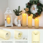 72 Pack Christmas Decoration Flickering Flameless Candles, Battery Operated Candles,Waterproof Outdoor LED Pillar Candles for Home ,Wedding,Halloween,Birthday,Valentine'sDay (D2.2 xH 5" 6" 7" Ivory) - Image 3