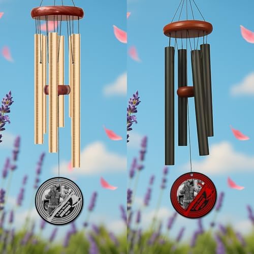 Personalized Firefighter Memorial Wind Chimes for Outdoors – Custom Photo Name & Years Remembrance Chime – Sympathy Gift for Loss of Loved One – Meaningful First Responder Tribute for Garden - Image 4