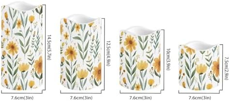 Yellow Floral Pillar Candles Battery Operated Color Changing Flameless Candles with Remote Timer LED Candles with Flickering Flame Indoor Outdoor Home Table Wedding Decor Set of 4 - Image 2