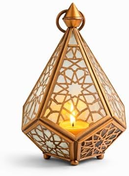 Set of 2 Moroccan Brass Wall Lamp Sconce Home Decor, Handmade Lighting Copper Metal Lights Turkish Lamp, Ramadan Candle Lantern, Candle Holder, Indoor Outdoor, Patio, Porch, Shelf, Garden (Pyramid) - Image 5