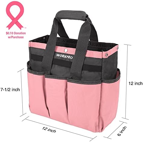 WORKPRO Garden Bag and FLISSA Folding Pocket Knife, Garden Tool Tote Storage Bag with 8 Pockets, Tactical Knife with Liner Lock - Image 2