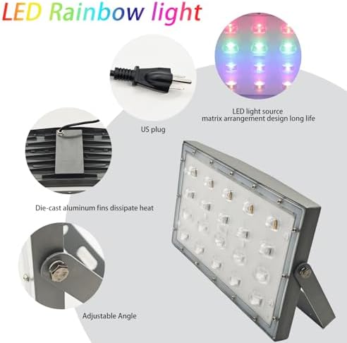 LED Rainbow Light RGB Flood Light 110V 40W IP65 Waterproof for Garden Backyard Outdoors - Image 2