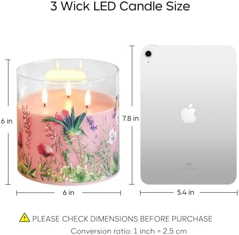 Pink Hummingbird Large 3 Wick Glass Flameless Pillar Candle with Remote - Image 2
