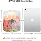 Pink Hummingbird Large 3 Wick Glass Flameless Pillar Candle with Remote - Image 2