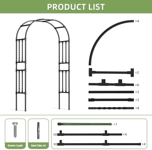 Square Tube Metal Garden Arch Trellis for Climbing Plants,4.9x7.9FT - Image 6