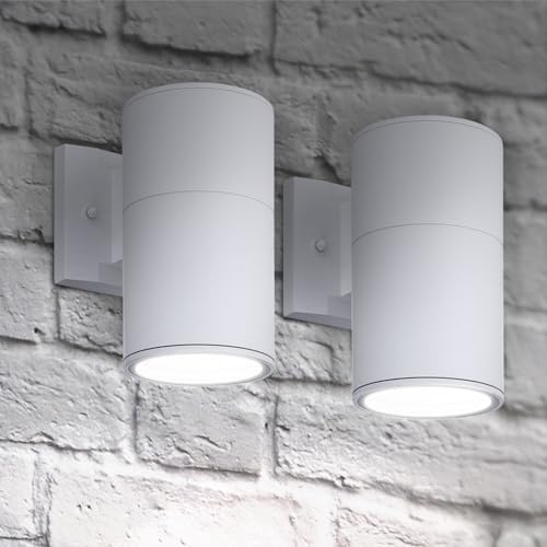 ASD 1 Light Cylinder Outdoor Sconce Lights, White 60W E26 ETL 2 Pack by ASDLightingCorporation
