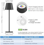 Cordless Table Lamp 5000mAh LED Rechargeable Lamp Black RGB, 2-Pack - Image 5