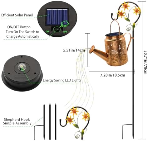 Solar Lights Outdoor Waterproof, Sunflower Solar Watering Can with Lights - Image 3