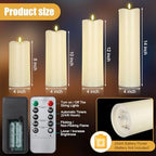 Rossesay 4 Pcs 8" 10" 12" 14" x 4" Flameless Candles, Ivory White, Classic - Image 3