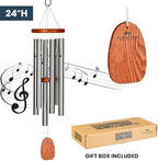 Woodstock Wind Chimes Original Amazing Grace Chime, Memorial Chimes for Outside, Outdoor Decor for Patio, Porch, Garden, Sympathy Chime, Silver, 24" - Image 4