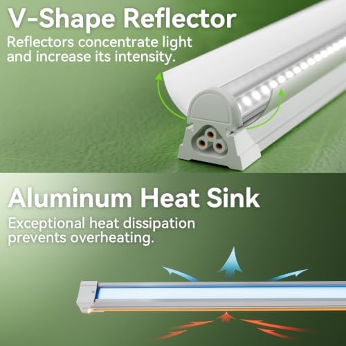 3FT Grow Lights for Indoor Plants,T8 5000K Full Spectrum Plant Light,192W(6 x 32W), LED Grow Light Strips with Timer, Aluminum Reflector, Linkable,Plant Growing Lamp Fixture for Greenhouse Indoor 6pcs - Image 6