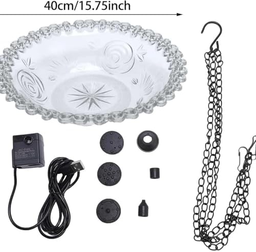 Solar Cascade Hanging Bird Bath Fountain Solar Powered Birdbath Water Fountain Pumps Dispenser Outdoors Decor Hummingbird Bath Shower Bowl Kit Garden Gift Yard Patio Backyard Decoration (Pink) - Image 4
