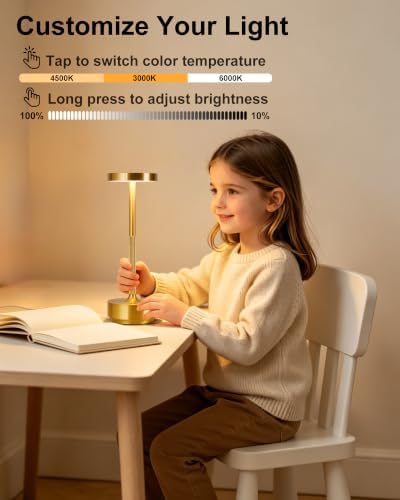 LED Cordless Lamp 5000mAh Outdoor Table Lights Rechargeable Gold - Image 2