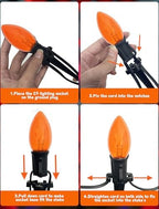 10 Pack Halloween Pathway Stake Lights,19.5ft Halloween Party Decor Walkway Lights with C9 Clear Black&Orange Bulbs for Outdoor Lawn Patio Yard Walkway Garden,Waterproof Clear Black&Orange - Image 5