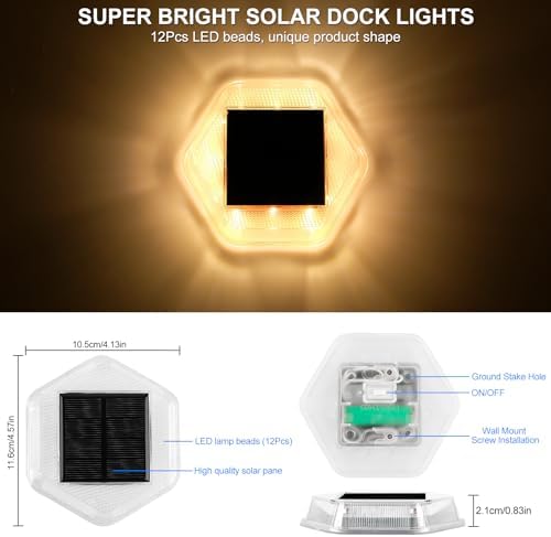Solar Deck Lights Dock Step Lights- 4 Packs Waterproof 1200mAh Auto ON/Off LED Solor Powered Stair Lighting for Outdoor Garden, Patio, Pathway, Walkway, Driveway (Warm White) - Image 4